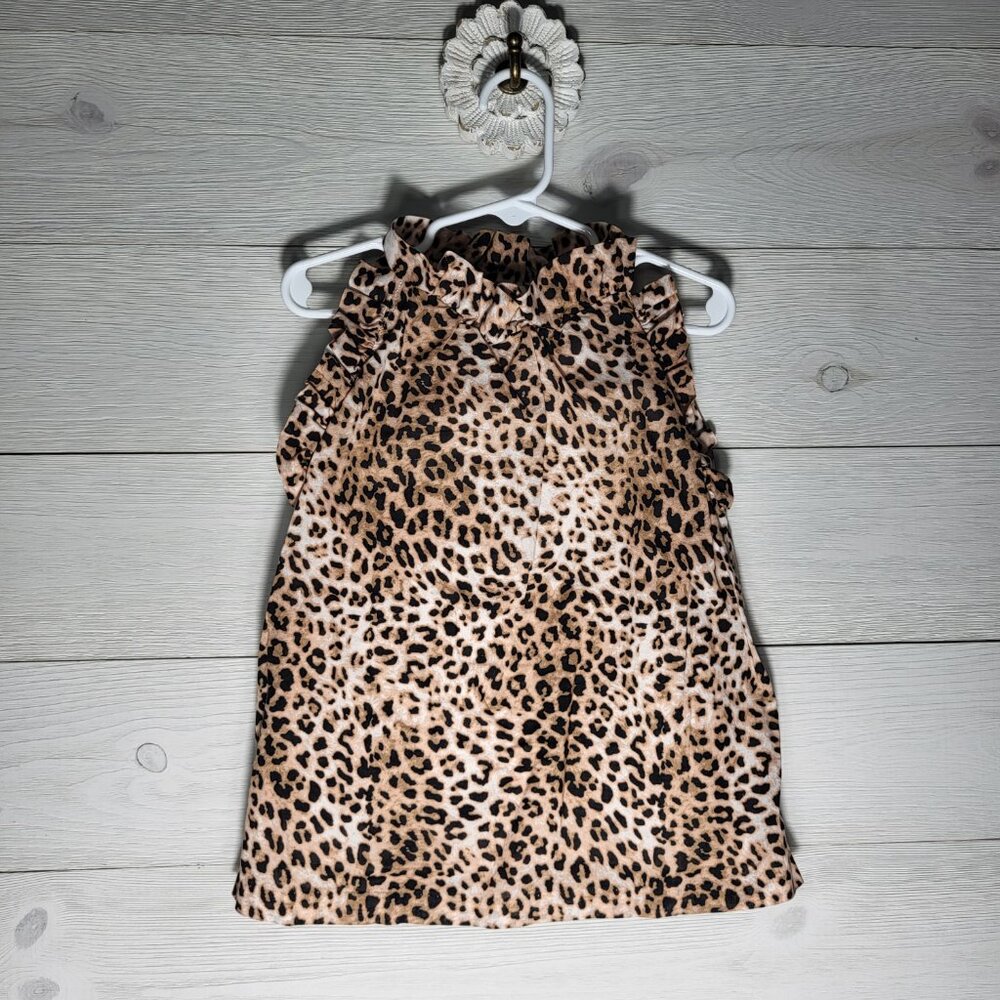 Janie and Jack Girl's Leopard Cheetah Ruffle Cotton Top.